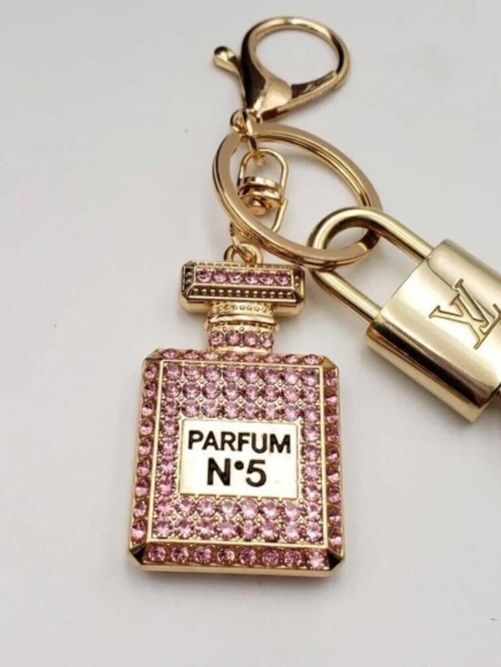 LV Authentic Gold Padlock 🔒 Key Set w/ Unbranded Keychain N5 Bottle Charm